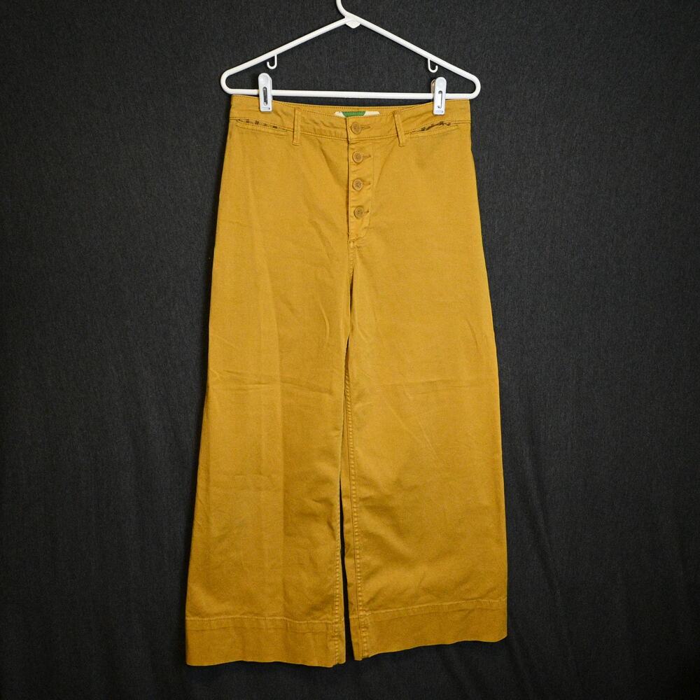 Anthropologie Women's 6 (29x24) Wide Leg Mustard Yellow Pants Cropped